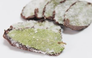 Feuilles de menthe cristallisees au chocolat